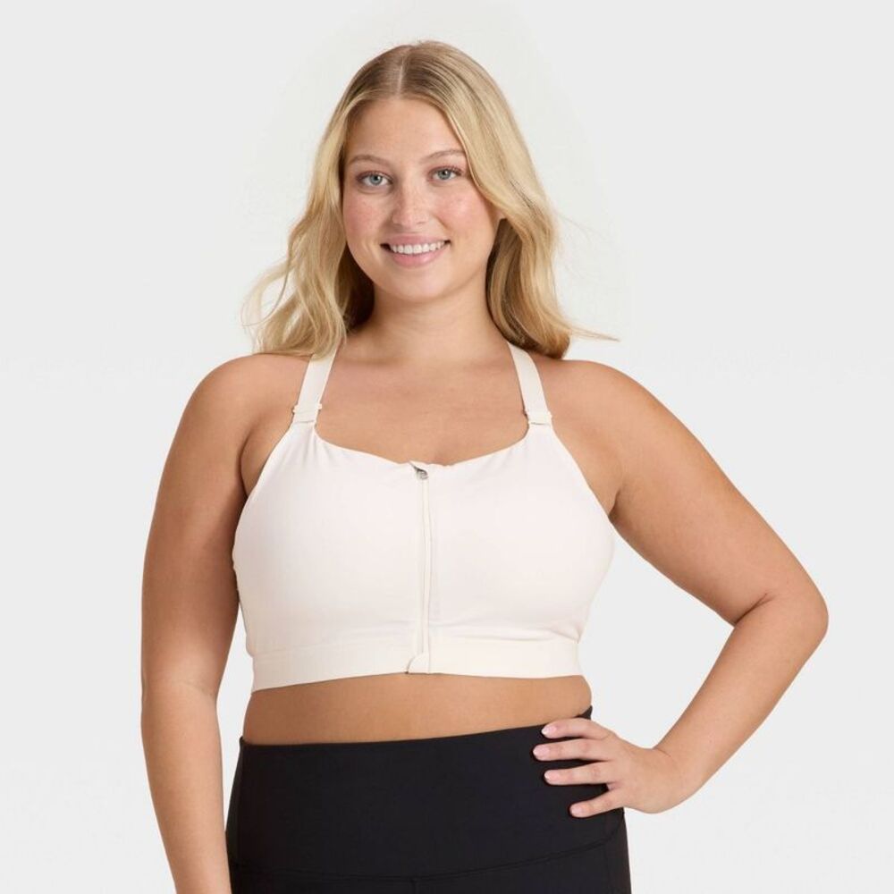 Women's High Support Front Zip Bra - All In Motion Cream 42C